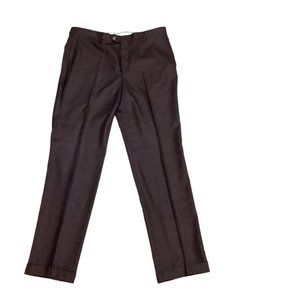 TRAVELER Men's Dark Brown Belted Sewn-In Cuffed Hem Dress Pants- Size 36 Regular